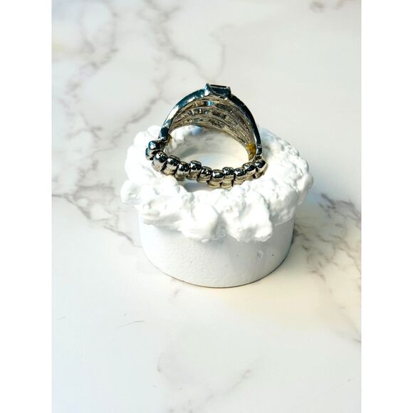Blue Rhinestone Adjustable Ring - Picture 3 of 5
